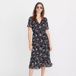 Madewell Ruffle-Edge Wrap Dress in Drifting Petals